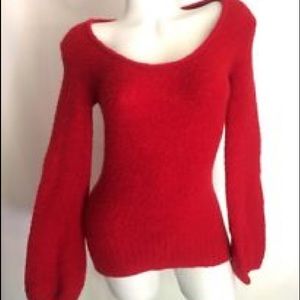 Boucle Scoopneck  sweater with poet sleeves - Moda